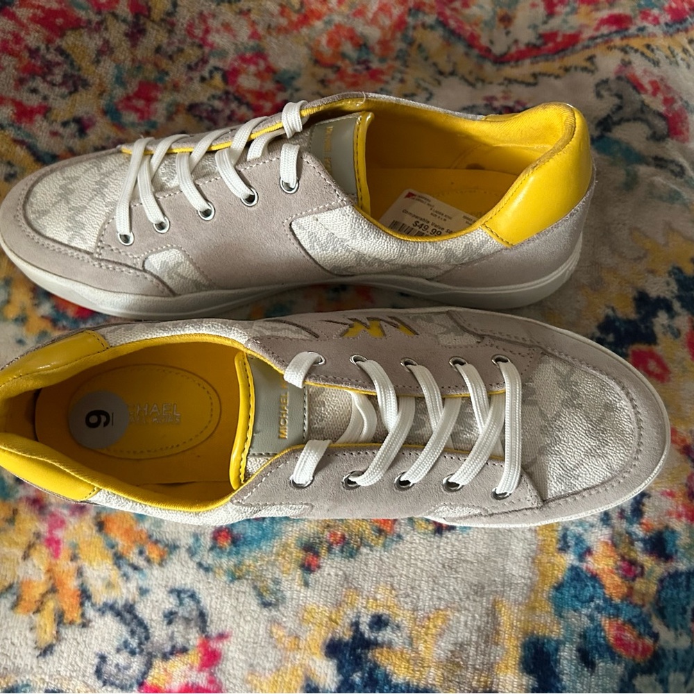 Michael Kors Yellow, Gray and Cream Sneakers - Picture 5 of 13
